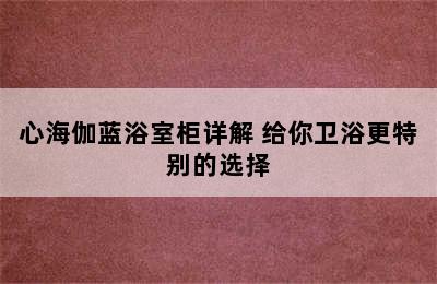 心海伽蓝浴室柜详解 给你卫浴更特别的选择